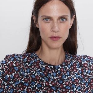 Zara Black Red Blue Long Sleeve Button Up Dress